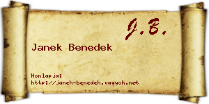Janek Benedek névjegykártya